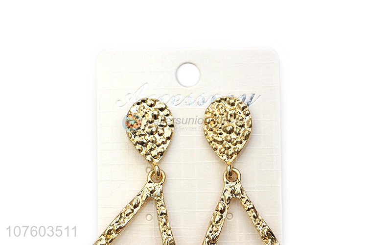 Latest arrival hollow waterdrop alloy ear studs with hammered texture