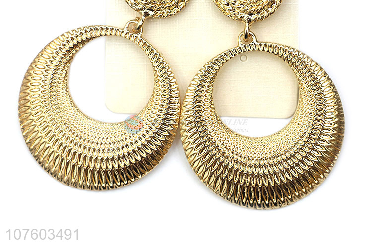 Wholesale personalized hollow textured alloy statement earrings ear studs