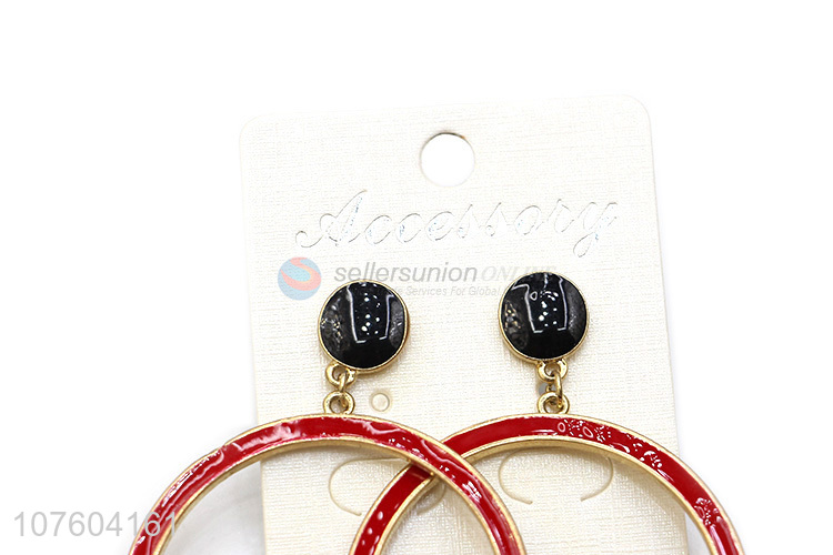 Hot products round enamel alloy earrings metal hoop earrings for women