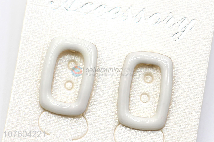 Good sale rectangular white enamel ear studs metal stud earrings