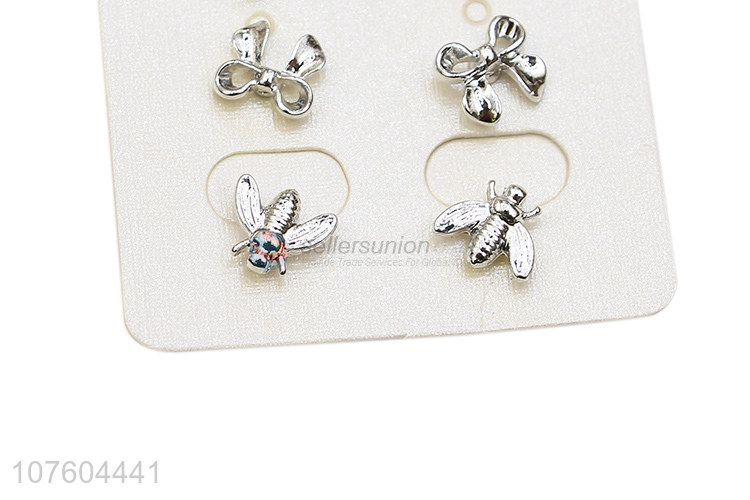 Fashion bowknot ear stud set bee stud earring set for girls