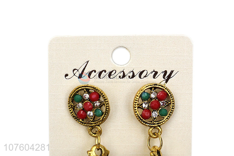 Factory price bohemian circle earring colorful beads alloy earrings