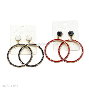 Hot products round enamel alloy earrings metal hoop earrings for women