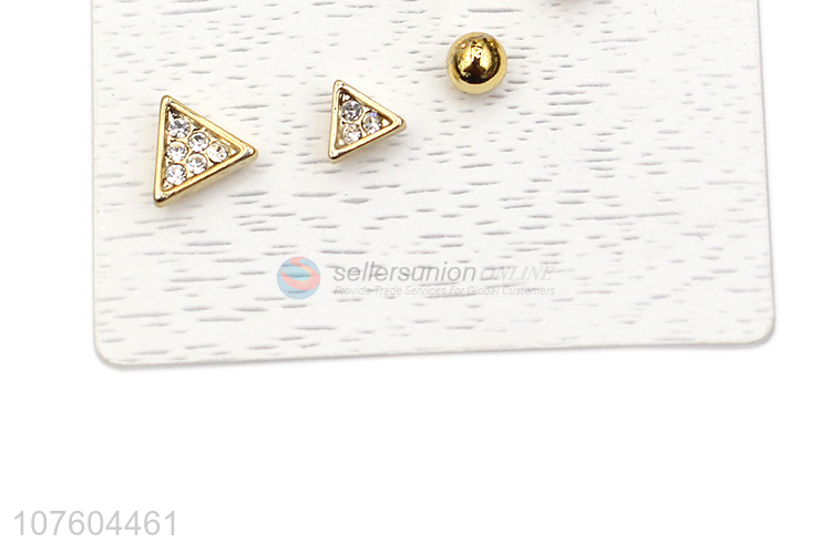 Good sale triangluar rhinestone alloy ear stud set diamond stud earring set