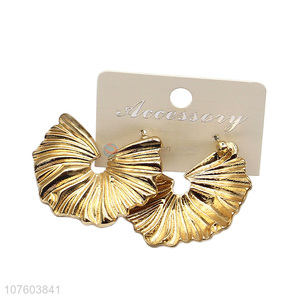 Factory price chunky leaf alloy earrings women metal earrings