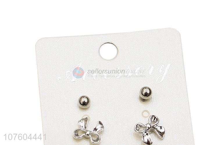 Fashion bowknot ear stud set bee stud earring set for girls