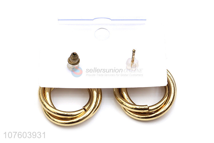 Wholesale round chunky alloy earrings women fashion jewelry