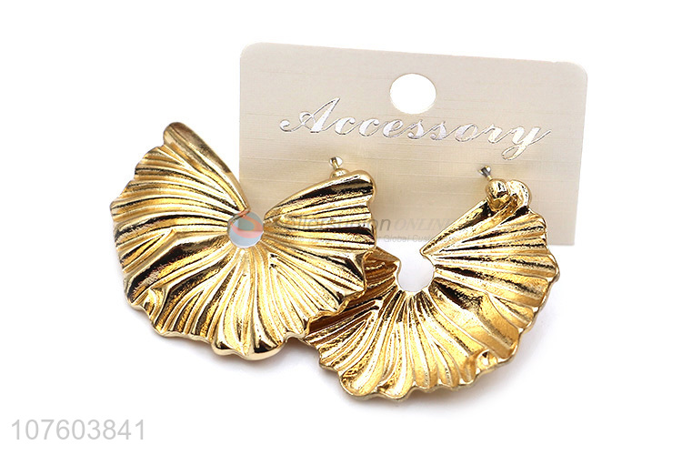 Factory price chunky leaf alloy earrings women metal earrings