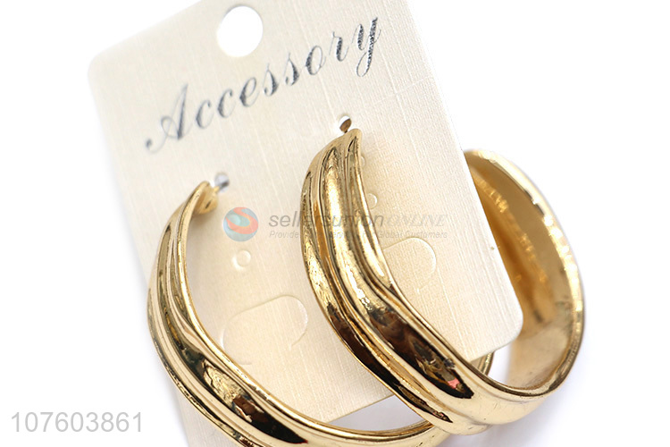 New arrival gold chunky hoop earrings women alloy earrings