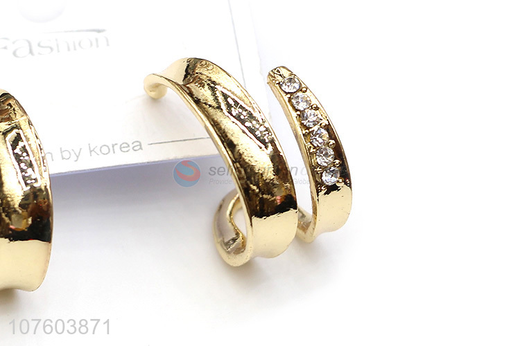 Hot sale diamond studded hoop earrings chunky alloy earring