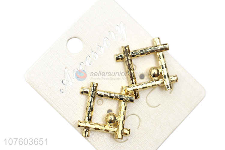 Hot sale novelty geometric alloy ear studs ladies jewelry ornaments