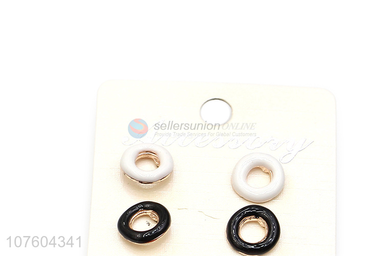 Best selling round enamel ear studs circle alloy stud earrings