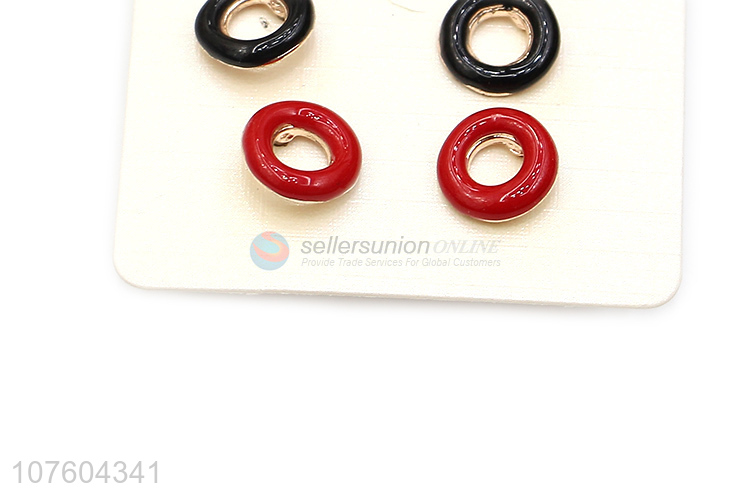 Best selling round enamel ear studs circle alloy stud earrings