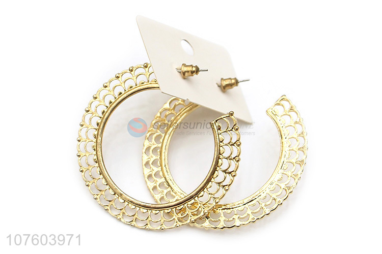 Yiwu factory fashion hollow hoop earrings women alloy earrings