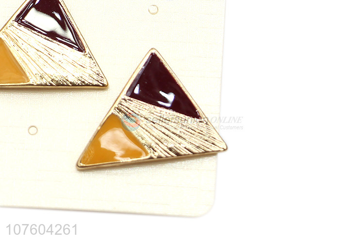 New design stylish triangular enamel alloy earrings geometric ear studs