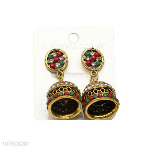 Factory price bohemian circle earring colorful beads alloy earrings