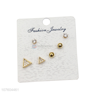 Good sale triangluar rhinestone alloy ear stud set diamond stud earring set