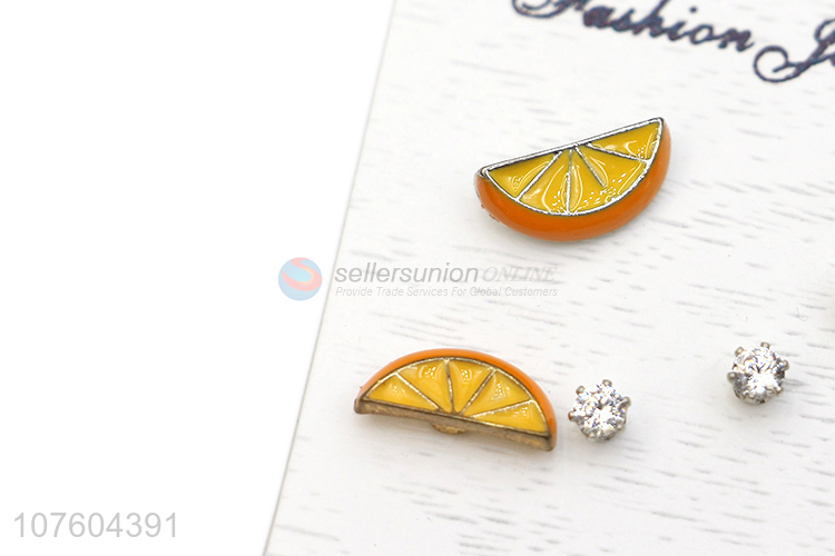 Wholesale kawaii orange stud earring set white pearl ear stud set