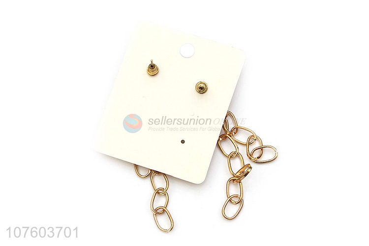 Factory direct sale creative link chain drop earrings with pearl