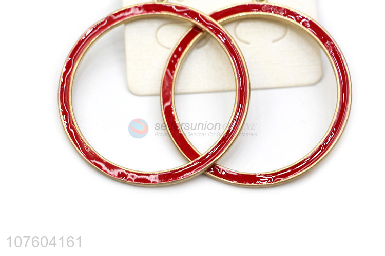 Hot products round enamel alloy earrings metal hoop earrings for women