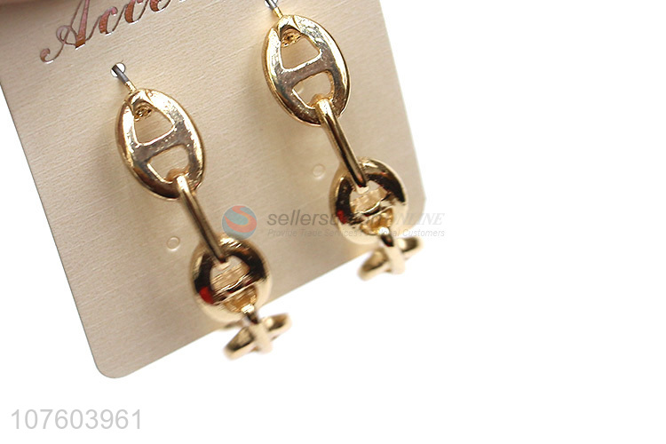 Hot selling link chain hoop earrings stylish alloy earrings