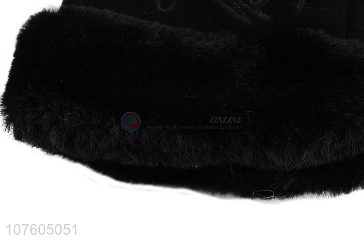 Factory price fashion winter gloves women faux fur fleece gloves