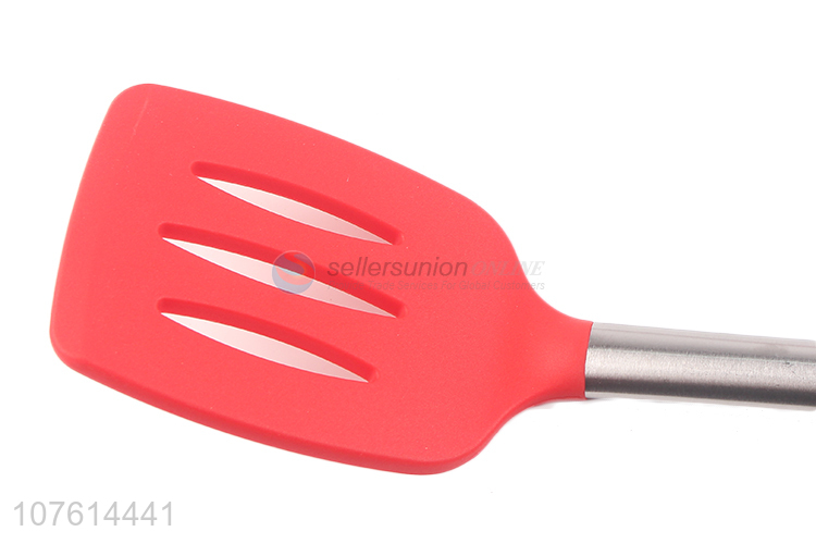 Promotional stainless steel handle silicone slotted turner kitchen products