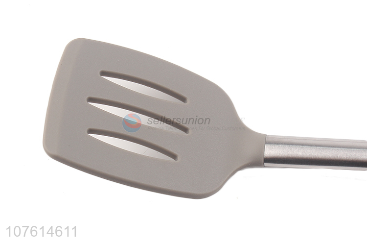 Wholesale kitchen supplies stainless steel handle silicone slotted turner