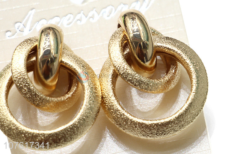 Best Sale Gold Two Circles Stud Earrings Fashion Accessories