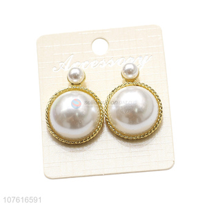 Popular Round Pearl Alloy Earrings Fashion Jewelry