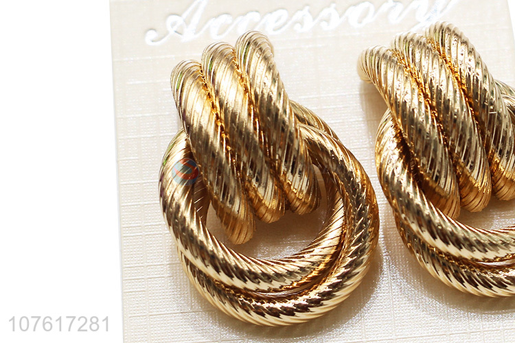 Wholesale Women Metal Geometric Twisted Knot Stud Earrings