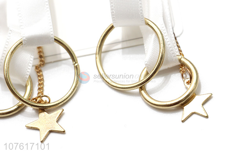 Fashion Style Ribbon Metal Pendant Earring Dangle Earring