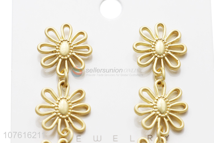 Hot Sale Alloy Flower Shape Eardrop Fashion Long Earring