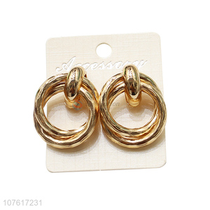 Cheap Metal Circular Ring Earring Fashion Ear Stud For Women