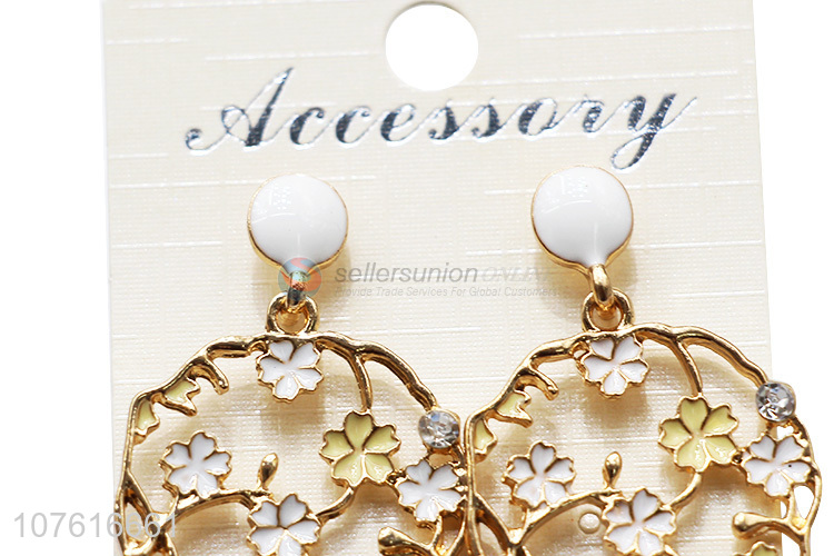 Newest Beautiful Flower Hollow Irregular Circle Stud Earring