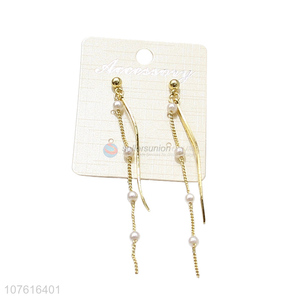 Latest Pearl Long Chain Earring Fashion Eardrop For Ladies