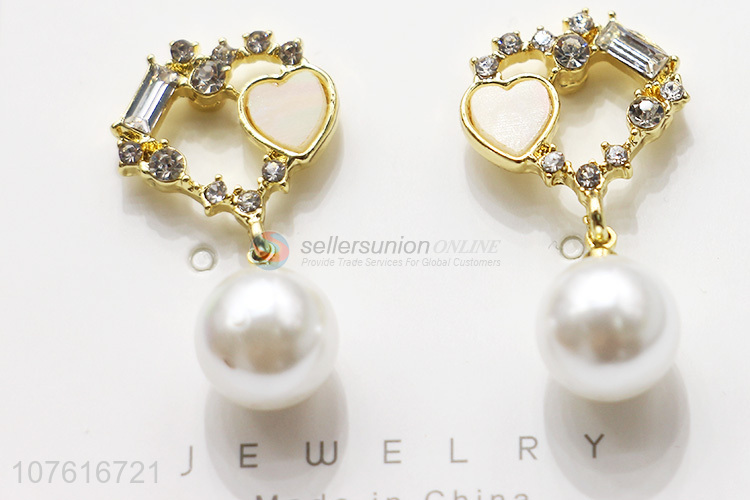 High Quality Heast Shape With Pearl Pendant Drop Earring Fashion Earring