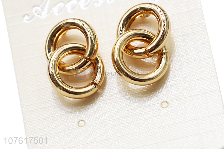 Fashion Gold Metal Rings Earring Popular Women Ear Stud