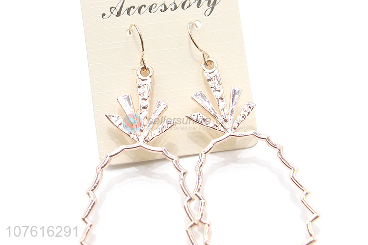 Unique Design Hollow Pineapple Alloy Pendant Earring For Sale