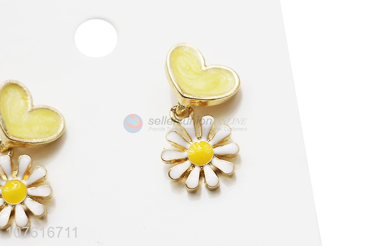 Lovely Heart Beautiful Flower Stud Earring Fashion Women Jewelry