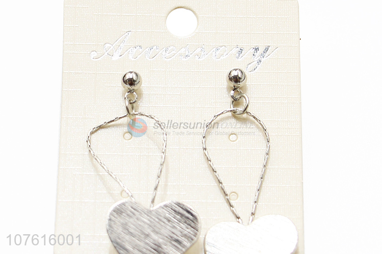 Wholesale Silver Heart Shape Long Tassels Earring For Women