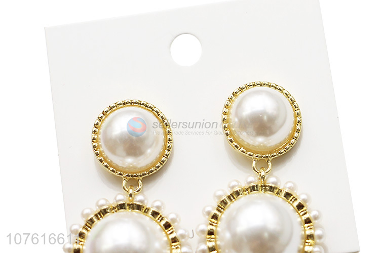 Hot Selling Pearl Pendant Alloy Stud Earring For Women