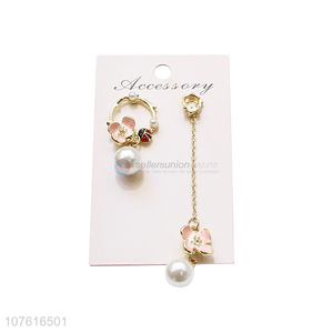 Hot Sale Beautiful Flower With Pearl Drop Earring