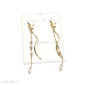 Cute Butterfly Long Chain Tassels Pendant Earrings