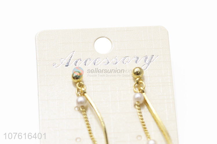 Latest Pearl Long Chain Earring Fashion Eardrop For Ladies