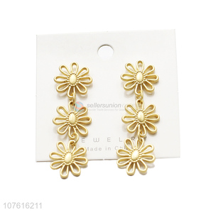 Hot Sale Alloy Flower Shape Eardrop Fashion Long Earring