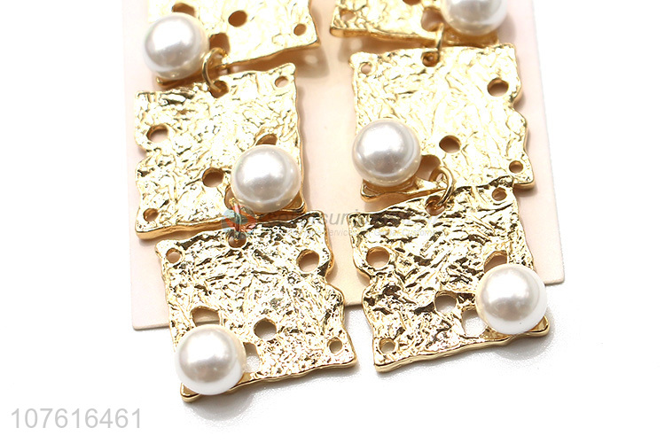 Best Selling Square Blocks Long Pendant Earring Fashion Accessories