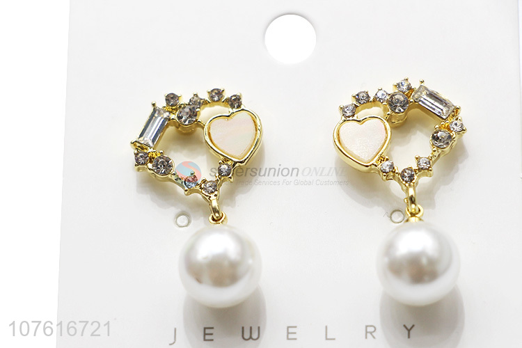 High Quality Heast Shape With Pearl Pendant Drop Earring Fashion Earring