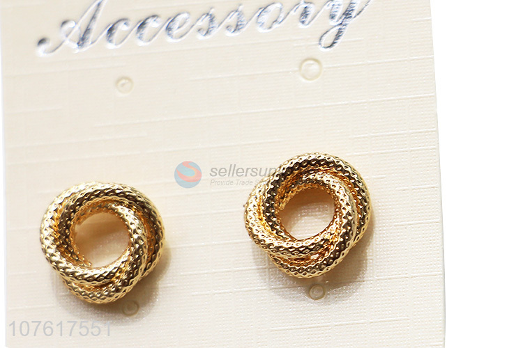 Popular Ornate Golden Metal Earring Fashion Ear Stud