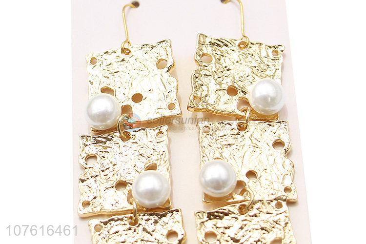 Best Selling Square Blocks Long Pendant Earring Fashion Accessories